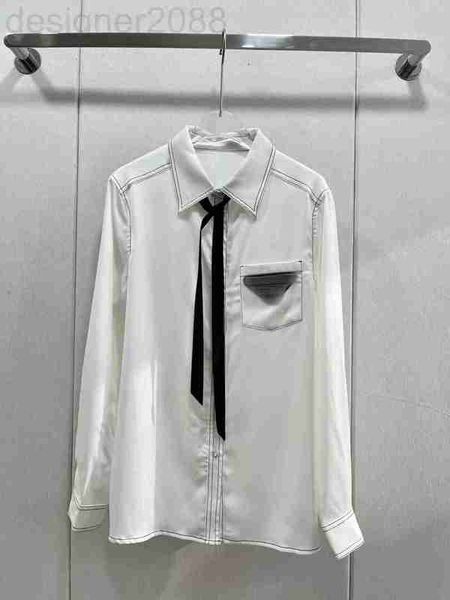 

women's blouses & shirts designer milan runway 2023 new spring summer lapel neck long sleeve brand same style 0212-9 t4k6, White