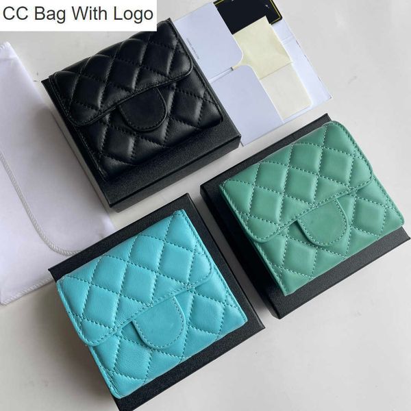

cc handbags classic mini flap lambskin trifold square wallet bags card holder insert change gold metal hardware multi pochette outdoor desig, Black