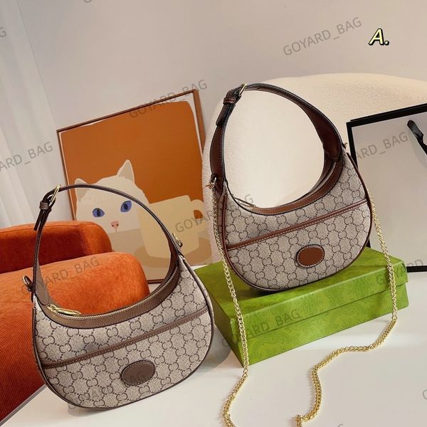 

luxury designer ladies underarm bag crescent moon bags womens mini handle handbag chain shoulder crossbody bag canvas letter vintage monogra