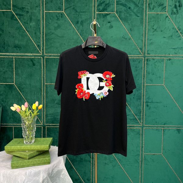 

men's t-shirts round neck embroidered and printed polar style summer wear with street pure cotton e32f, Black;brown