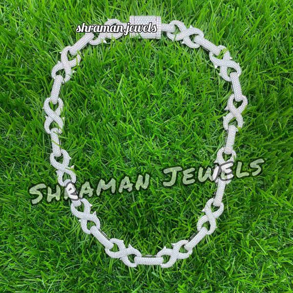 

20 inches infinity charm moissanite diamond cuban link chain icy choker necklace for men, Silver