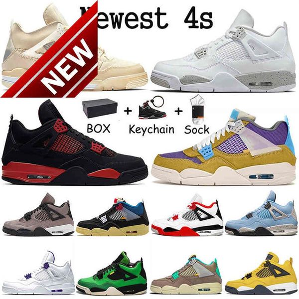 

2022 with box jorden jumpman 4 4s mens women basketball shoes off black cat red thunder unions desert moss taupe haze white sail316a