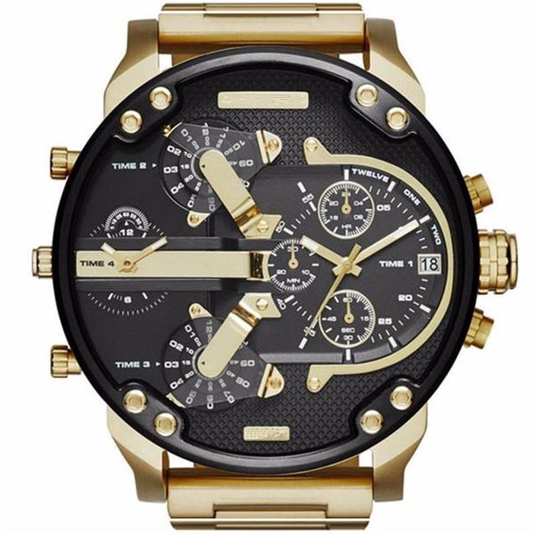 

relogio masculino mens watch sports wristwatches big face stainless steel quartz analog business army military watches gifts clock314k, Slivery;brown