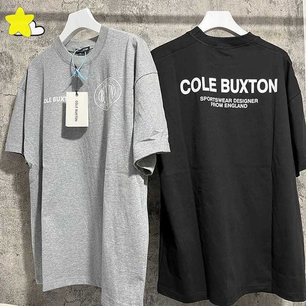 

2023 summer style loose gray black slogan print cole buxton t-shirt men women 1 1 tags cotton high street tee 0304, White;black