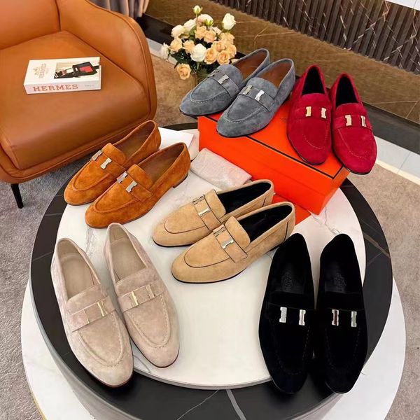 

latest platform dress shoes for womens office luxury designer loafers classic buckle cowhide mules party muffin lace up loafer flat shoe wit, Black