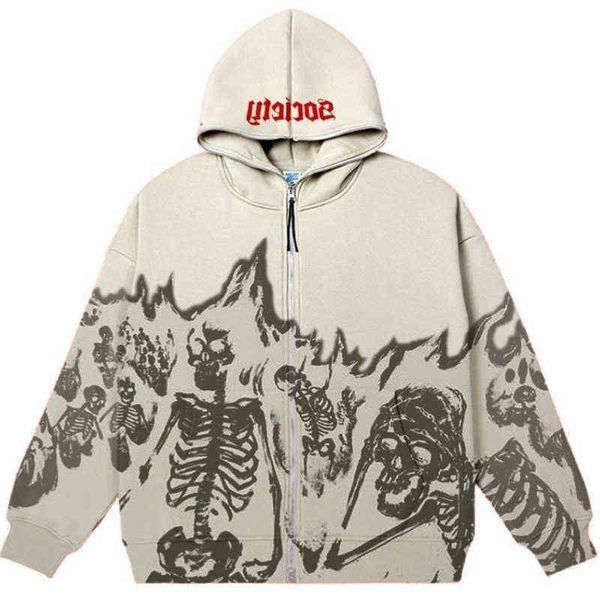 

Sweater Men' Hoodies Sweatshirts Y2K Men Hoodies Autumn Retro Skeleton Print Zipper Oversized Sweatshirt Streetwear Harajuku High Tdii, Ea00623-grey