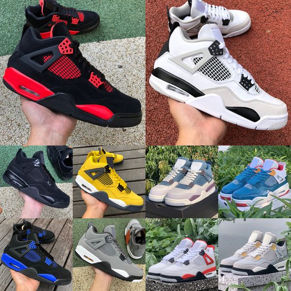 

4 military black 4s mens basketball shoes camo infrared cactus jack oreo sail university blue wild things cat men women trainers sports snea, White;red