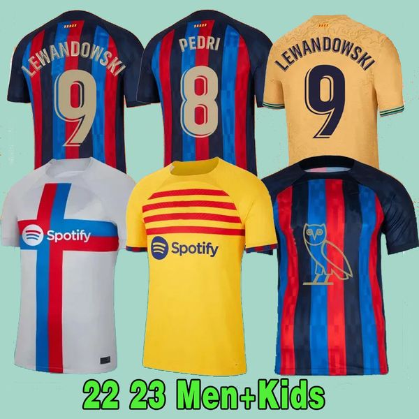 

barcelona soccer jerseys 22/23lewandowski ansu fati 2023 ferran adama auba christensen o. dembele pedri memphis dest gavi maillots football, Black;yellow