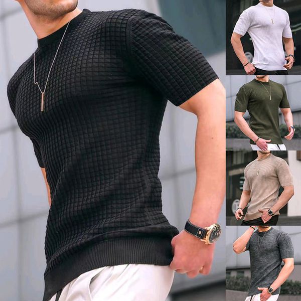 

2023 summer small square t-shirts for men round neck short sleeve casual tee tshirt 22176, White;black