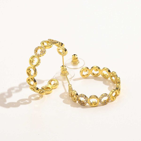 

designer luxury jewelry french ancient exaggerated big family copper inlaid zircon real gold plated earrings temperament earrings, Golden