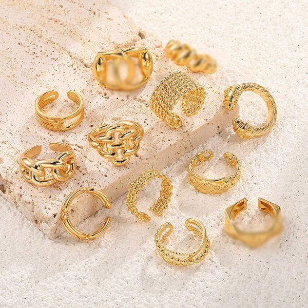 

60% off 2023 new luxury fashion jewelry for star's same copper gold female irregular simple open hand ring, Silver