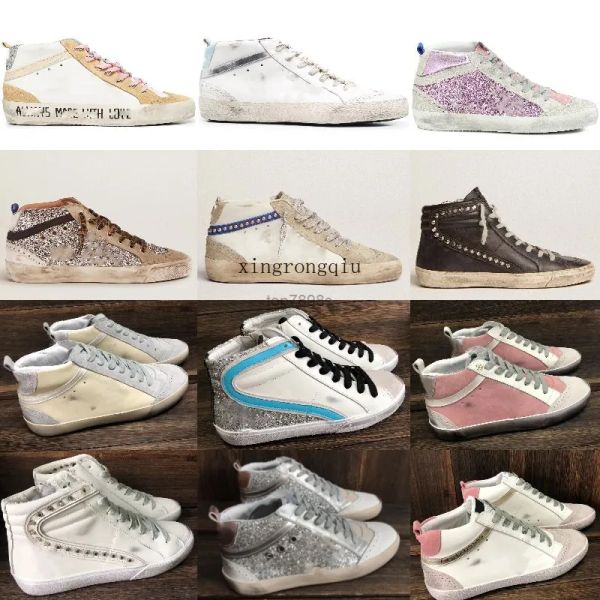 

sneaker mid slide star high-style shoe italy brand women casual shoes sequin classic white do-old dirty m goldenity goosesity lue