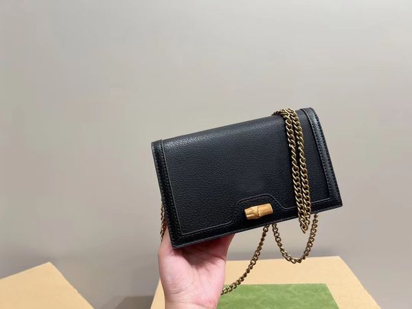 

super fashion burst shoulder bag messenger bag metal chain bamboo woc logo with luxury box