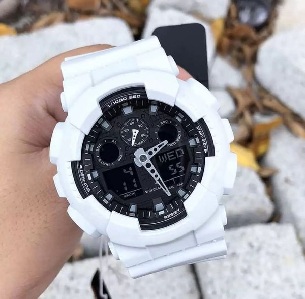 

100 sports digital watch original shock watch automatic hand light world time full function oak ga series, Slivery;golden
