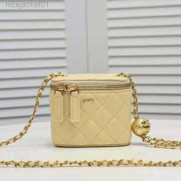 

designer channel fashion chanei bags style gold ball box bag 2022 small gold ball chain bag cross body small square bag mini mouth red bag c
