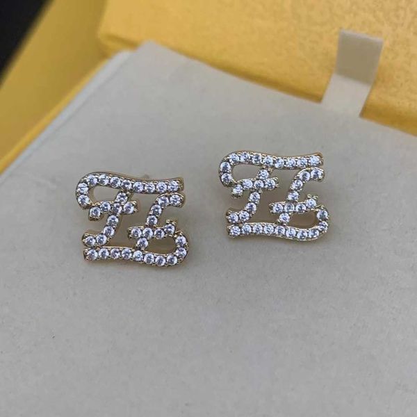 

60% off 2023 new luxury fashion jewelry for rhinestone brass versatile new silver needle earrings female, Golden