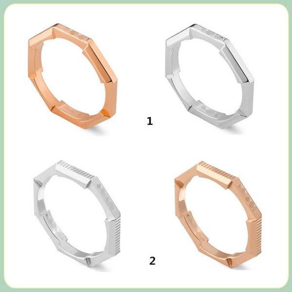 

factory direct sales 2023 new luxury fashion jewelry for new link to love series striped carved mirror simple men's and women's ri, Silver