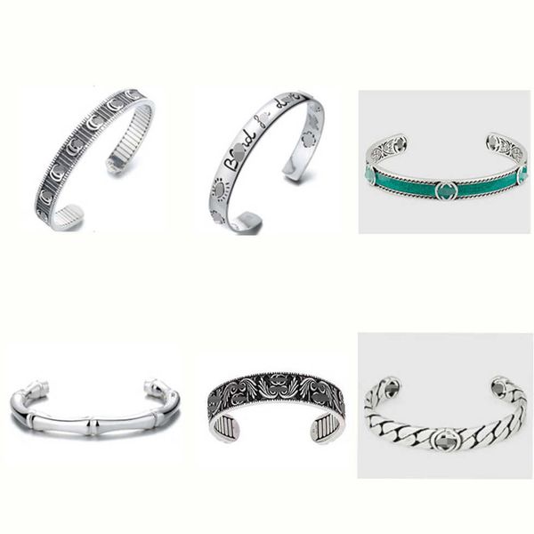 

80% off 2023 new luxury fashion jewelry for sterling silver used by male and female lovers double skull head daisy carving green enamel brac, White