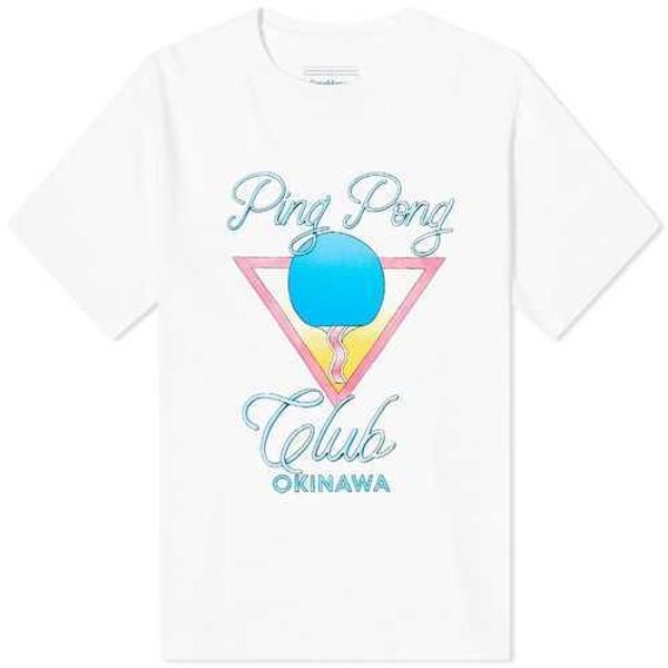 

23ss new casablanca hawaii beach cotton classic t shirt table tennis racket tennis club men and women loose and versatile short-sleeved fash, White;black