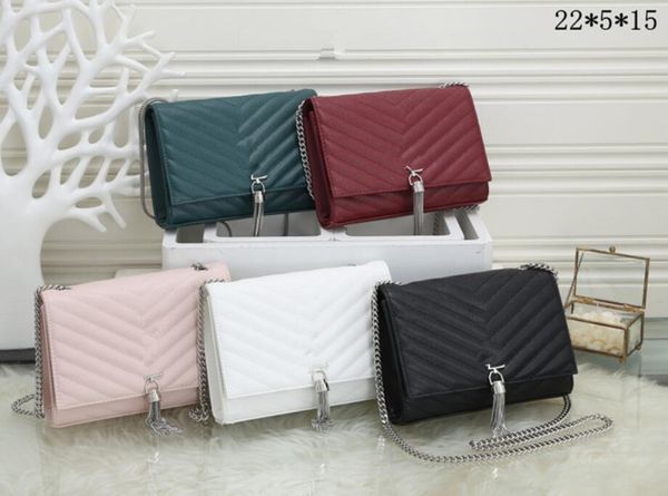 

designer leather handbag fashion bags casual cross body bag y letter v lines silver chains shoulder bag 5 color size:22cm*15cm*5cm