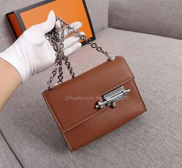 

a temperament celebrity messenger bag small square bag shoulder bag handbag chain bag silver buckle geometric 3-color optional