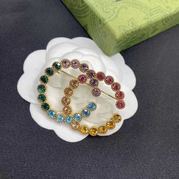 

80% off 2023 new luxury fashion jewelry for double color diamond brooch brass material corsage sweater suit coat silver pin, Gray