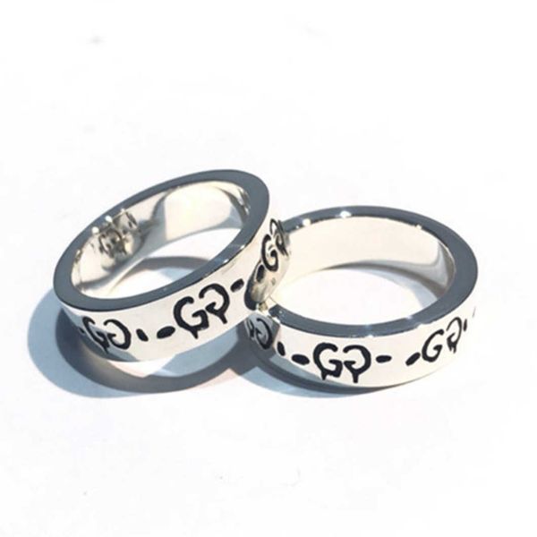 

factory direct sales 2023 new luxury fashion jewelry for wind men and women valentine's day gift 6mm small ghost silver wide ring