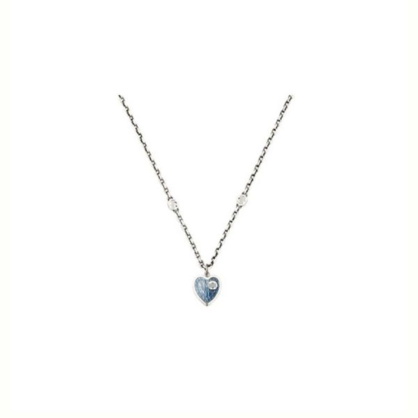 

20% off 2023 new luxury fashion jewelry for classic sterling silver double interlocking family blue love enamel necklace couple memorial gif