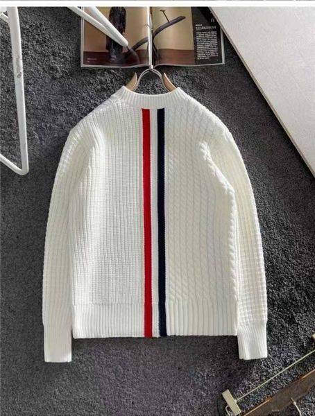 

new men's sweater rwb center striped back webbing design coats knit pullover long sleeve crewneck wholesale tb winter sweaters, White;black