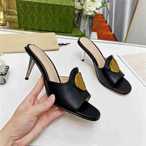 

fashion sandals luxury design 2023 ggity women high heel leather letter logo wedding party casual slippers 02-014, Black
