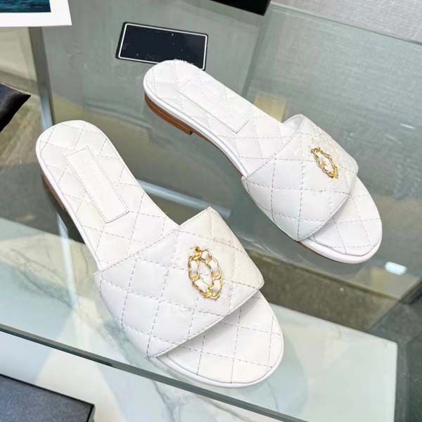 

designer women sandals womens slides style calf leather quilted fashion platform diamond buckle casual shoes summer beach slipper 35-42 with, Black