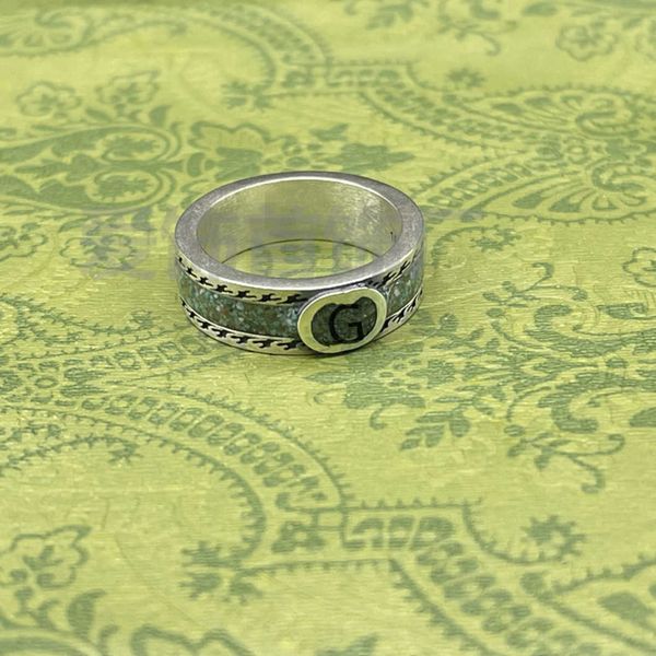 

factory direct sales 2023 new luxury fashion jewelry for new sterling silver used light green enamel interlocking men and women couple ring