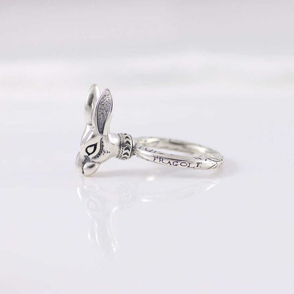 

80% off 2023 new luxury fashion jewelry for rabbit head men and women silver for lovers wind pair ring personality trend