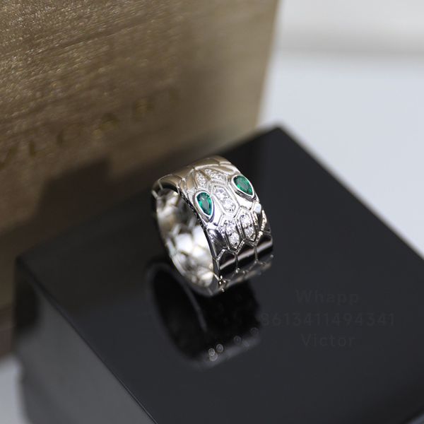 

buigari snake head series designer ring for woman gemstone size 6 7 8 for man gold plated 18k highest counter quality classic style premium, Silver