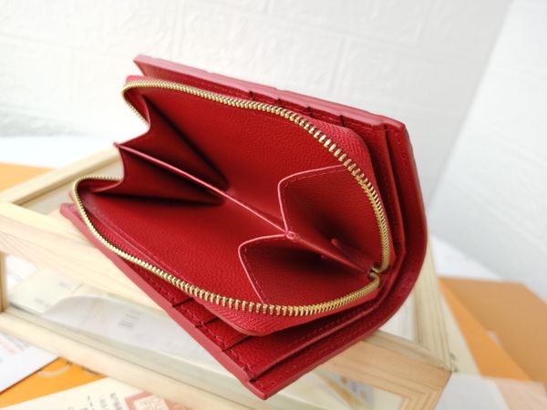 

2023most fashionable zipper designer wallet cards and coins famous mens wallets leather pursse card holder coin purse, Red;black