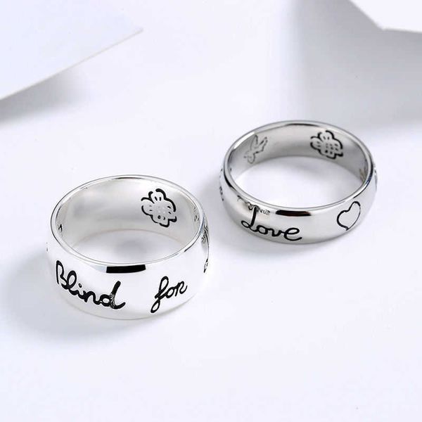 

2023 new luxury fashion jewelry for double couple love fearless thai silver heart flower bird mens and womens ring