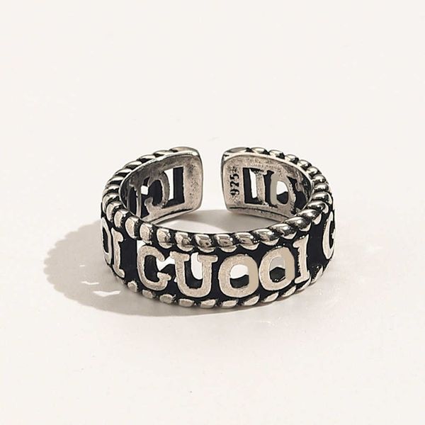 

r jewelry ancient family copper engraving hollowed out carved pair old twist couple opening ring, Silver