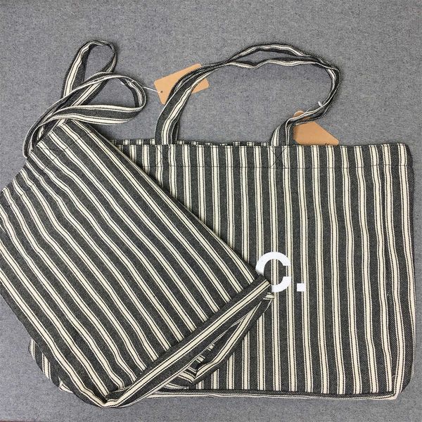 

lotte japan korea vertical stripe shopping bag handbag one-shoulder portable canvas bagap