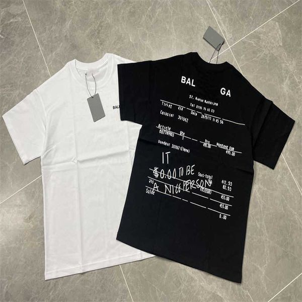 

designer luxury balencigas classic fashion trend comfortable and versatile full print letter graffiti t-shirt lovers loose style, Black;brown