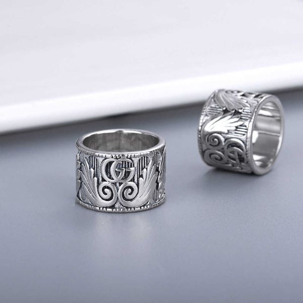 

luxury jewelry thai silver three-dimensional carved angel wing feather pattern men's and women's same couple ring