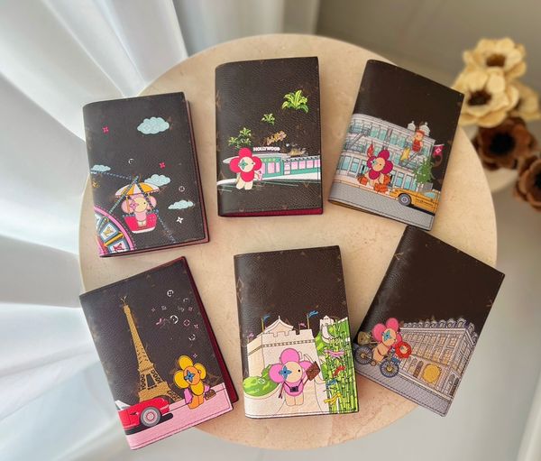 

famous designer sunflower wallet classic plaid splice animal graffiti multi-card passport clip clutch bags embossed letter women men coin pu, Red;black