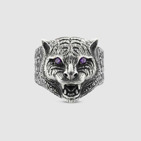 

20% off all items 2023 new luxury fashion jewelry for same antique double tiger head ring straight jewelry, Silver