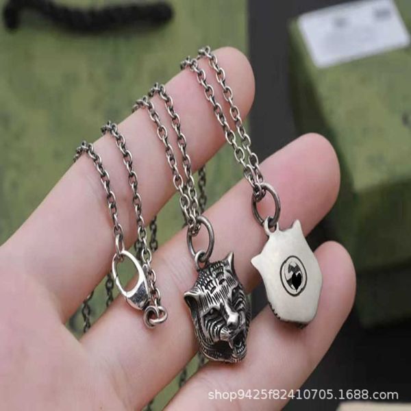 

fashion collection 2023 new luxury fashion jewelry for new silver three-dimensional old tiger head couple necklace