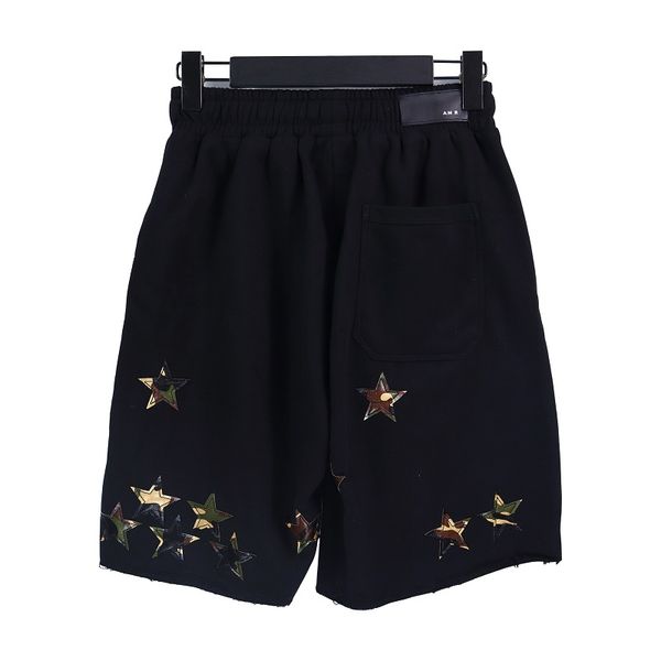 

23ss mens shorts amr designer shorts spring summer shorts new personalized stars patch leather american retro style decorative casual sports, White;black