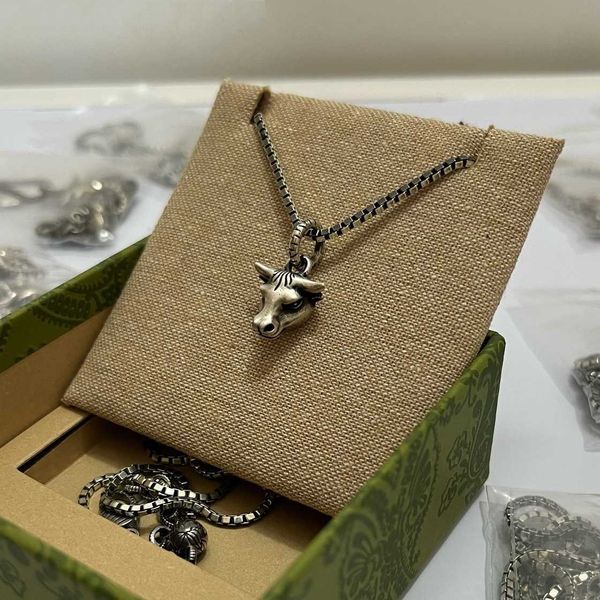 

70% off 2023 new luxury fashion jewelry for double necklace cow head family animal series dark coated lobster buckle, Silver