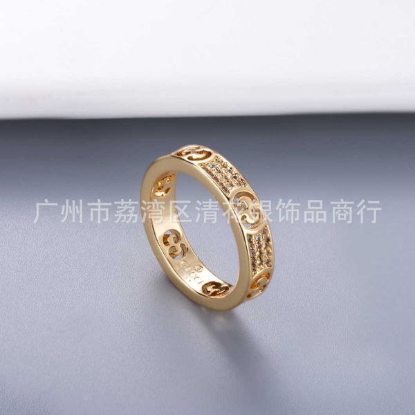 

factory direct sales 2023 new luxury fashion jewelry for same style double new 18k full diamond trend couples straight ring, Silver