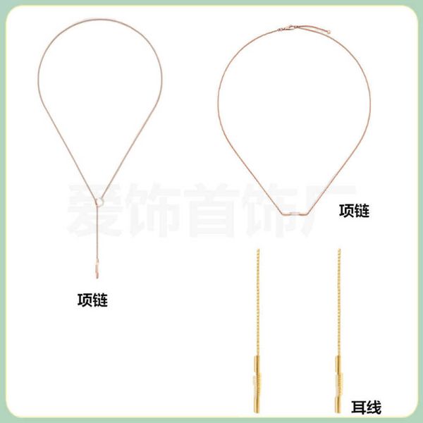 

fashion collection 2023 new luxury fashion jewelry for new link to love series simple sleeve lock necklace personalized mirror earrings line, Silver