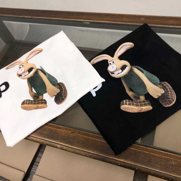 

fashion men women designer t shirt short sleeve tshirt rabbit print pullover cotton tshirts round neck sweatshirt tee, White;black