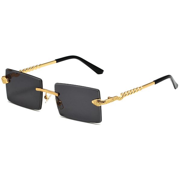 

2023 new snake-shaped metal trimming sunglasses European and American square trimming men's and women's fashionable sunglasses