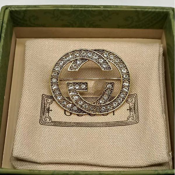 

factory direct sales 2023 new luxury fashion jewelry for family antique gold double brooch female diamond suit coat sweater accessories cors, Gray